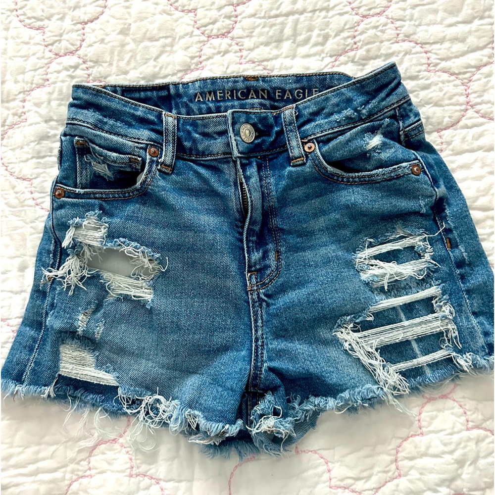 American Eagle Stretch Ripped Denim Mom Short